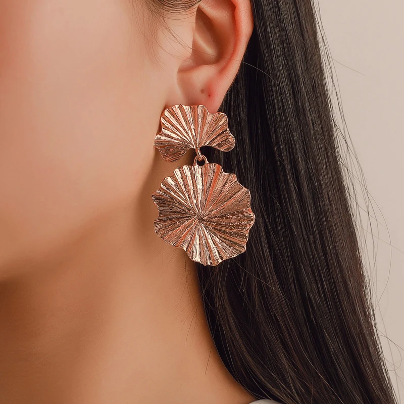 SUMENG 2021 New Big Metal Leaf Vintage Luxury Flower Steampunk Earings For Women Gold Geometric Punk Dangle Earring Brincos Gift | Украшения