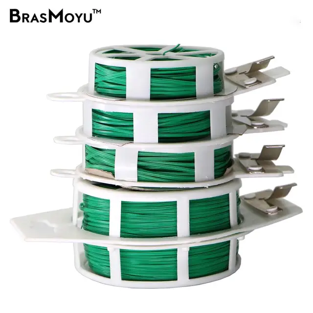 1 Darab Zöld Bevonattal Ellátott Nyakkendőhuzal 20/30/50/100M Vágó Kerti Növény Kötés Zöldség- És Gyümölcsfa Oltó Tartóhoz Rögzített