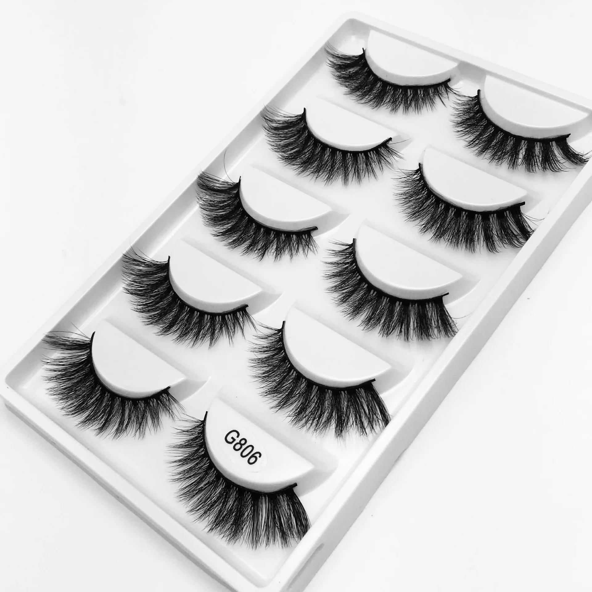 

5 Pairs Natural False Eyelashes Handmade 3d Faux Mink Lashes Winged Eyelashes Visofree Mink Eyelashes Fake Eyelash Makeup G806