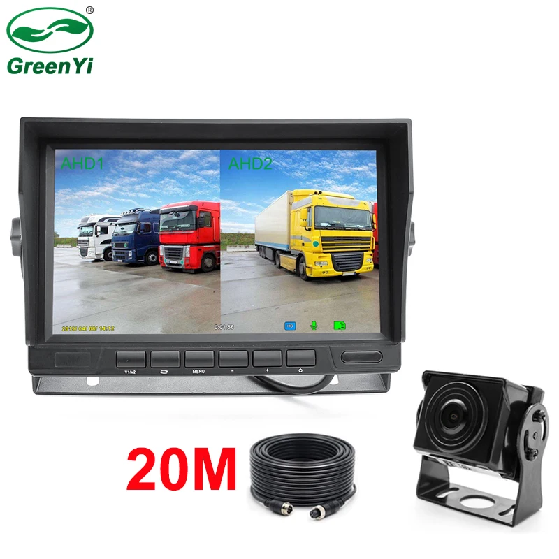HD 1024*600 7 дюймов ips экран 2CH Грузовик Автобус DVR рекордер AHD монитор с 2 каналами передний обратный резервный AHD записывающая камера - Название цвета: with 20M 1PCS camera