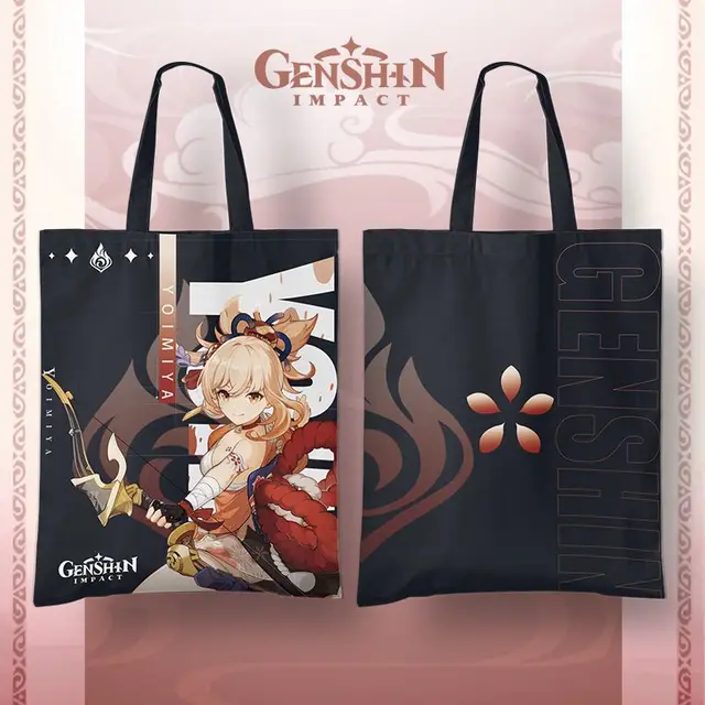Genshin Impact Anime Cosplay Baal Kazuha Canvas Tote Bag Zhongli Yoimiya Xiao Ayaka Ganyu Hu Tao Klee Kids Collection Gifts Yoimiya