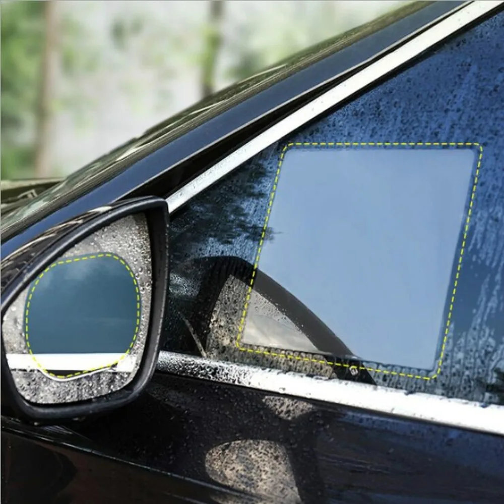 2/4Pcs Car Side Rearview Mirror Waterproof Anti-Fog Film Side Window Glass  Film Can Protect Your Vision Driving on Rainy Days