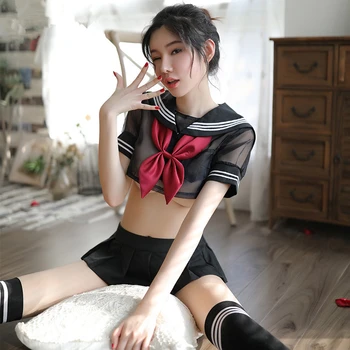 

Fun Underwear Bow Mesh Perspective COS School Uniform Adult Ms Passion Outfit Sweet Uniform Within Temptation Sexy