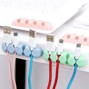

4 Clips Cable Organizer Holder Mouse Wire Clip Desktop data line separator self-adhesive winder cable wire fixing device