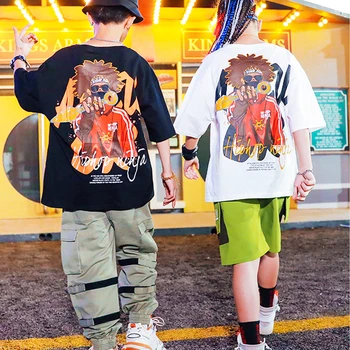 

Children Hip Hop Costume Fashion Street Wear Anime Print Sweatshirt Loose Pant Kids Teens Rave Ballroom Dancing Clothes BL4299