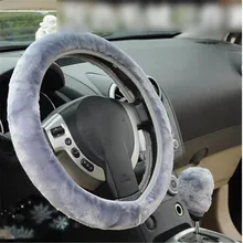 Высококачественная крышка рулевого колеса автомобиля из мягкой чистой плюшевой шерсти зимняя крышка автомобильного колеса 37 см-38 см диаметр автомобильные аксессуары интерьер