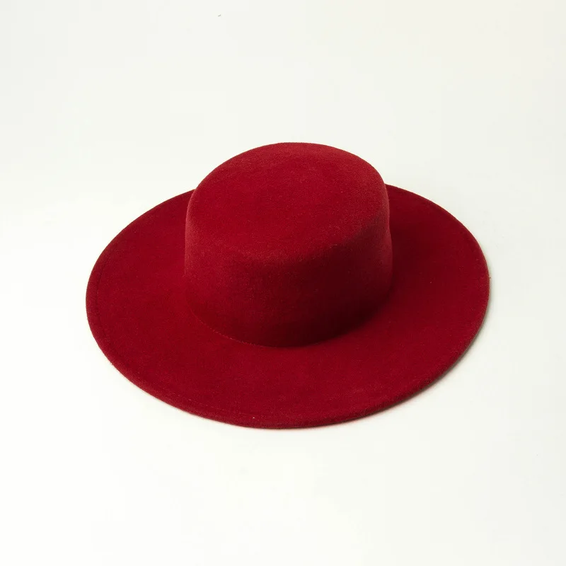 01912-hh9010 дети шерсть 52 см размер головы Шляпа Fedora детей Досуг Панама шляпа - Цвет: wine red