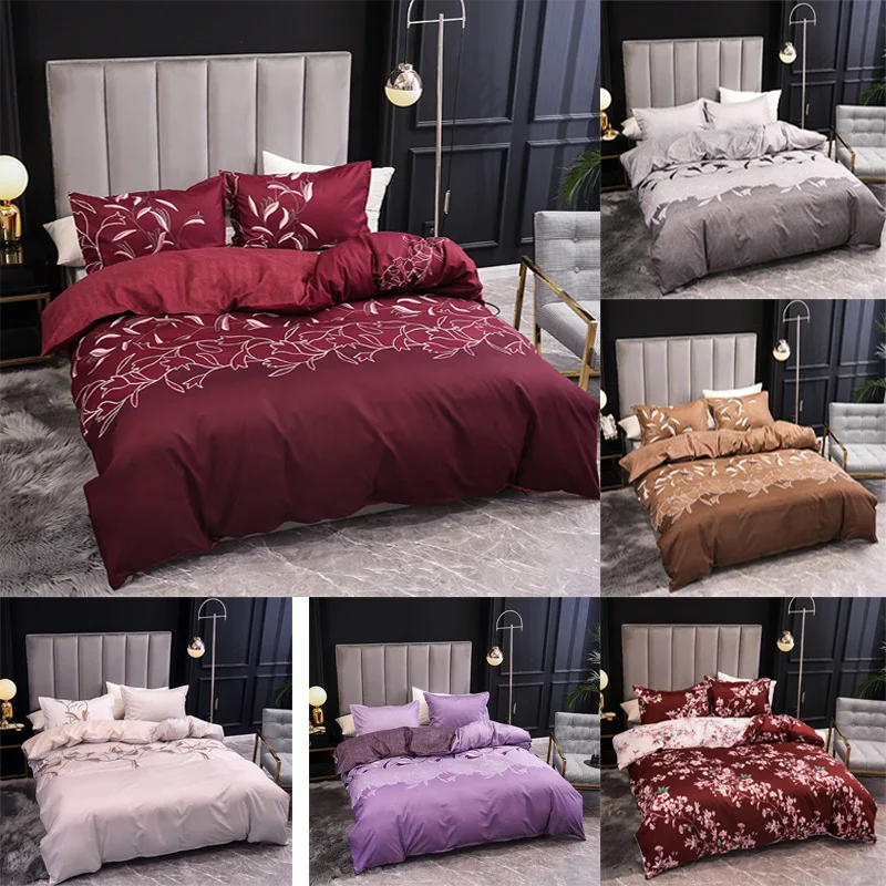 

Luxury 3D Flowers Bedding Set Pure Color Duvet Cover Set Quilt Sheet Pillow Case Extra Large Queen Full 229x260cm.