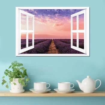 

Laeacco Canvas Painting Outside Window Natural Scenery Modern Home Decoration Posters and Prints Wall Art Picture For Living Ro