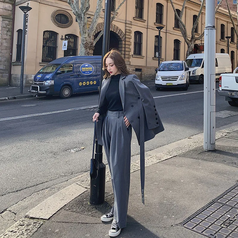 

Online Celebrity Small Suit Set 2020 New Style Autumn Clothing Loose-Fit Elegant Laziness-Style Suit Coat Loose Pants Two-Piece