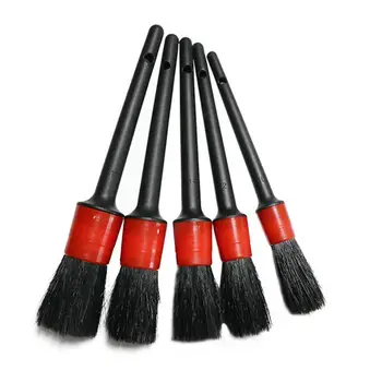

5Pcs Natural Boar Hair Detail Brush Car Cleaning Detailing Set Automotive Detailing For Car Cleaning Dirt Dust Clean Brush