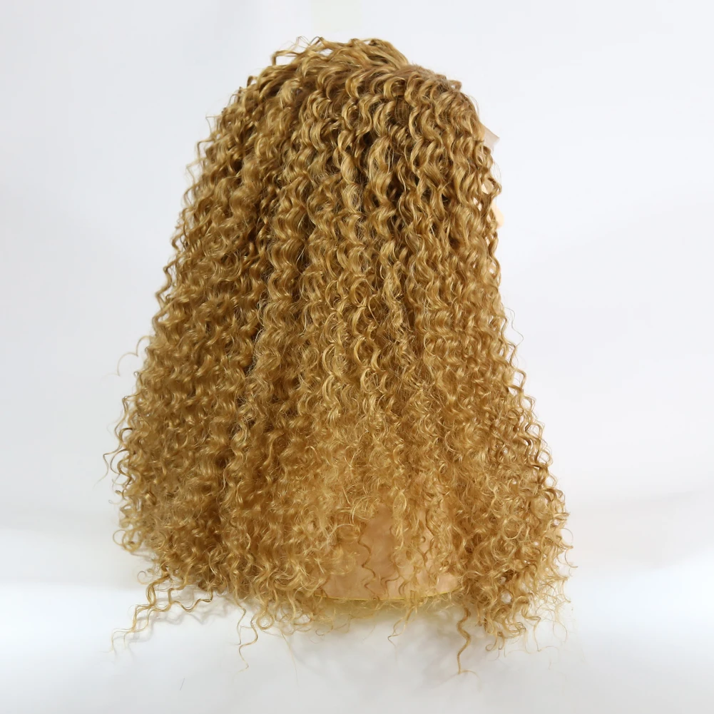 Зигзаг блонд коричневый курчавый кудрявый парик фронта шнурка синтетический для женщин высокая температура волокна натуральный длинный средняя часть синтетический парик