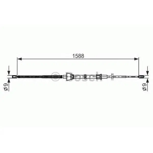 Трос ручного тормоза VW POLO 09- 1588мм BOSCH 1 987 482 266 |
