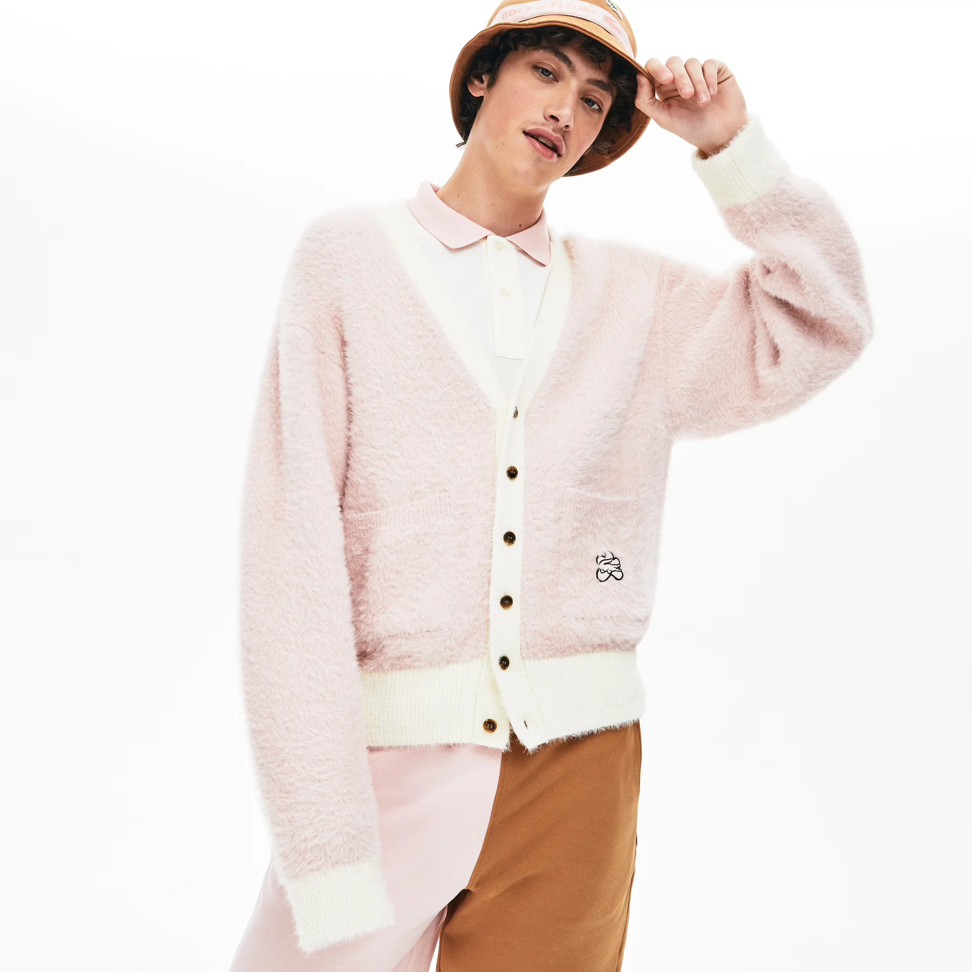 Golf Wang Le Fleur Solf Pink Cardigan Autumn Winter Sweater Wool