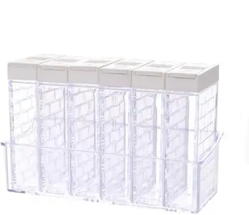 

6 Grid Organizer Seasoning Box Spice Jar Condiment Storage Container with Tray for Salt Sugar Cruet Pepper Kitchen Storage Tool