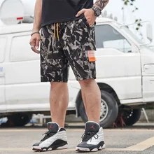 Камуфляжные мужские шорты размера плюс M-6XL, хлопок, уличная одежда в стиле милитари, эластичная талия, повседневные пляжные шорты, мужские бермуды
