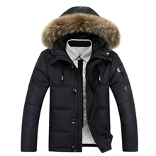 Новинка, зимний мужской пуховик, большой размер 3XL 4XL, натуральный меховой воротник, с капюшоном, белый утиный пух, куртка, толстый пуховик, мужское теплое пальто