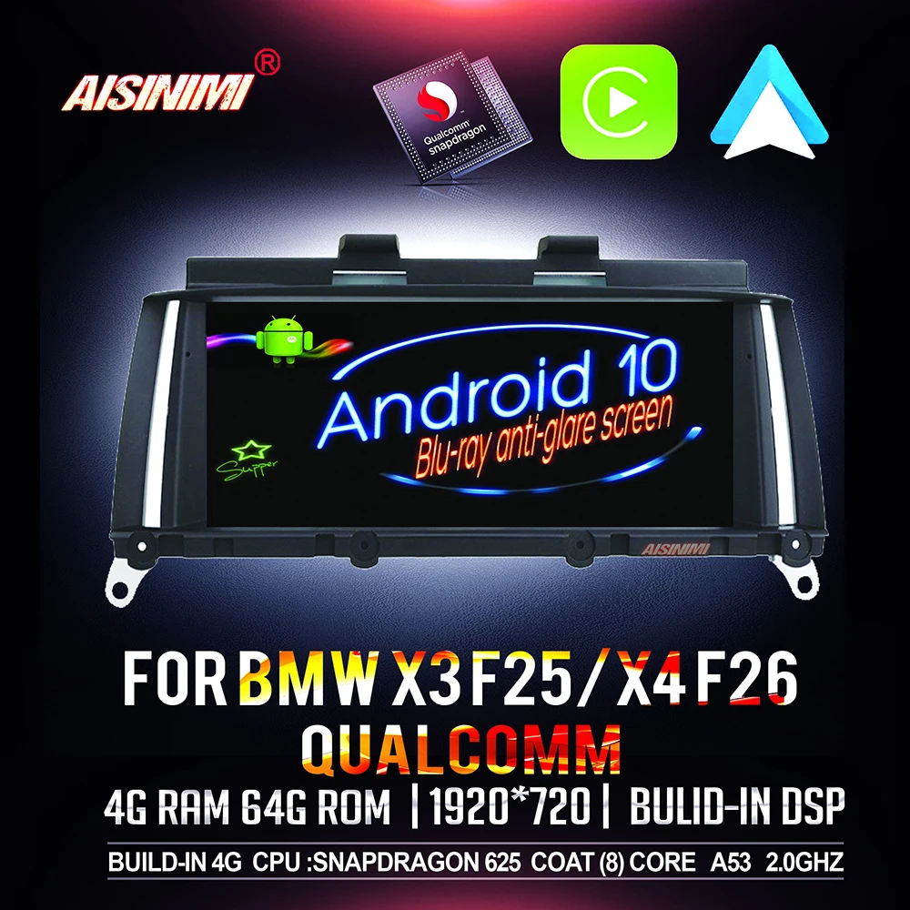 AISINIMI Qualcomm Android 10 автомобильный Dvd проигрыватель для BMW X3 F25 X4 F26 автомобильная