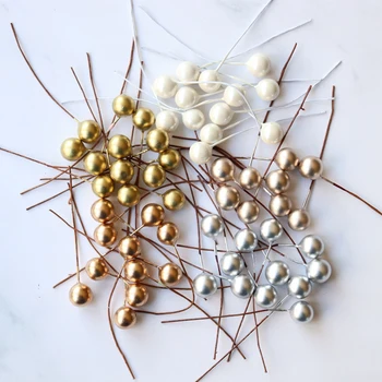 

50pcs Artificial Pearl Flower Stamens Cherry Fake Plastic Red Fruit Small Berries Simulation Fruit DIY Wedding Christmas Decor