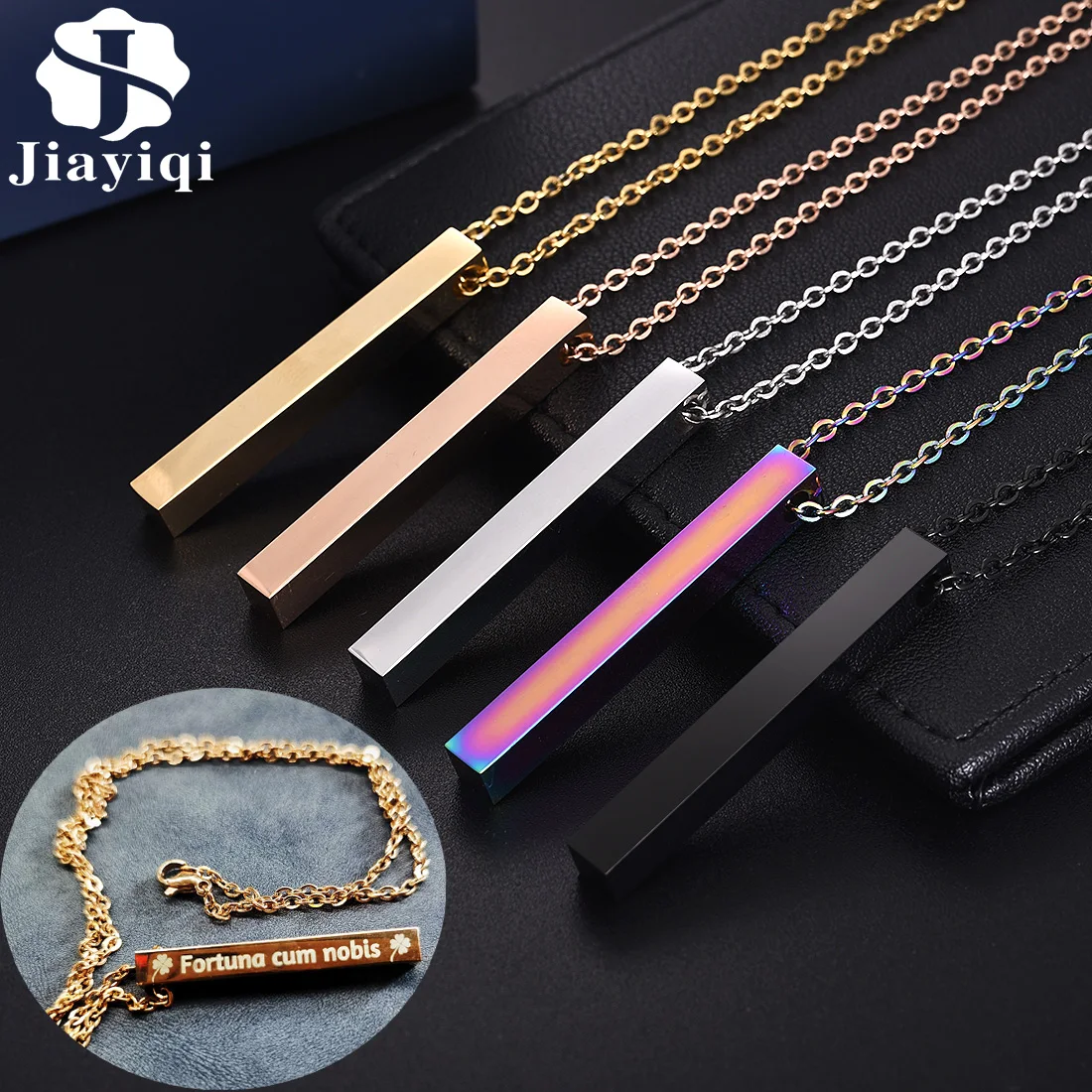 Name Necklace Jewelry Engraving Pendant Custom Choker Gift Stainless-Steel Jiayiqi Personalized
