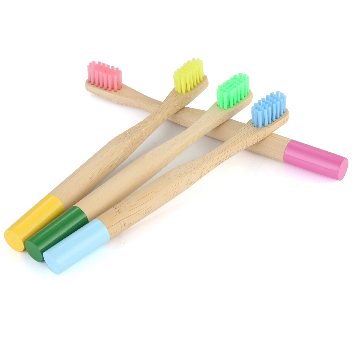 Puseky 4 шт. детская бамбуковая зубная щетка с мягкой щетиной, эко-безпластичная зубная щетка для ухода за полостью рта, 4 цвета, Детская бамбуковая зубная щетка