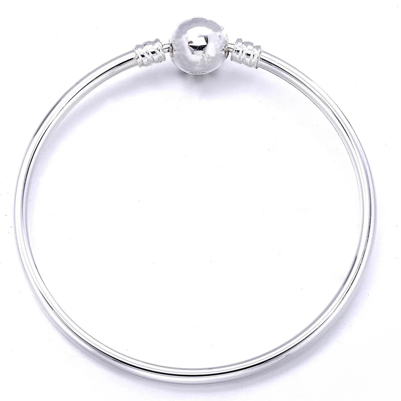

Authentic 925 Sterling Silver Bangle Ball Circular Clasp Clip Suitable Bracelet Bangle Fit Women Bead Charm DIY Europe Jewelry