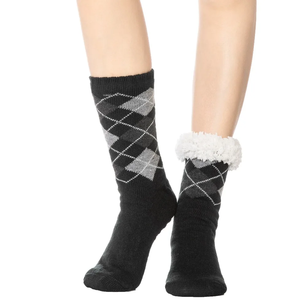 Skinfullysweet/4 пары, длинные носки-тапочки домашние тапочки мужские зимние теплые пушистые Нескользящие домашние тапочки рождественские носки