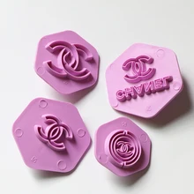 4 шт./компл. розовый Международный известный бренд логотип печати пресс-форм Fondant(сахарная) тиснение под давлением Пластик торт штанцевый нож "сделай сам" форма для выпечки