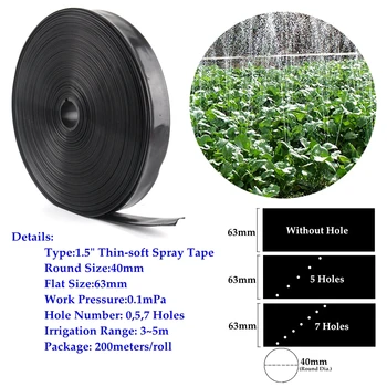 

0~7Holes 1.5" Φ40mm Thin-Soft Spray Tape Garden Lawn Watering Hose Farm Greenhouse Irrigation Soft Pipe Sprinkler Flex Tube Line