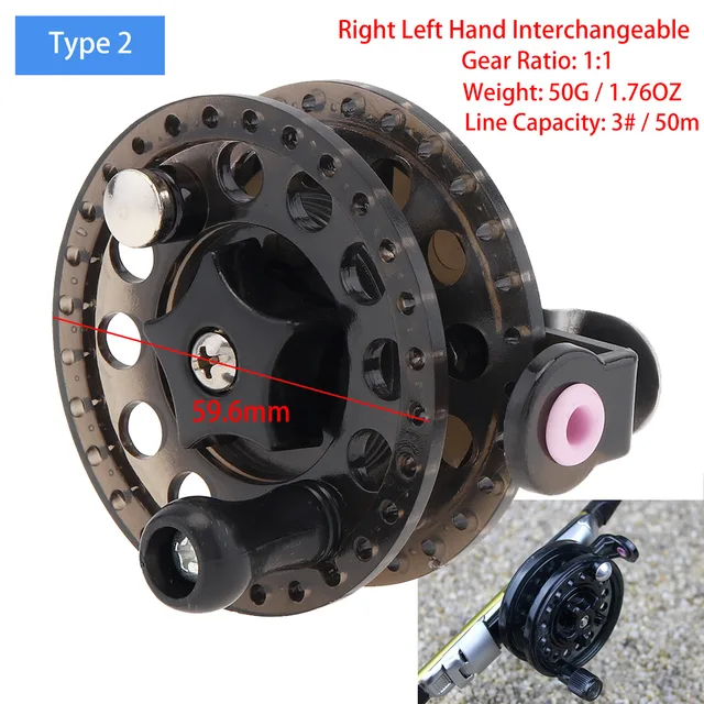 Mini Winter Ice Fishing Reel Ultralight 50mm 55mm 60mm Hand Reel Fly Fishing Line Wheel Carp Spool Pesca Fishing Goods Tackle type 2