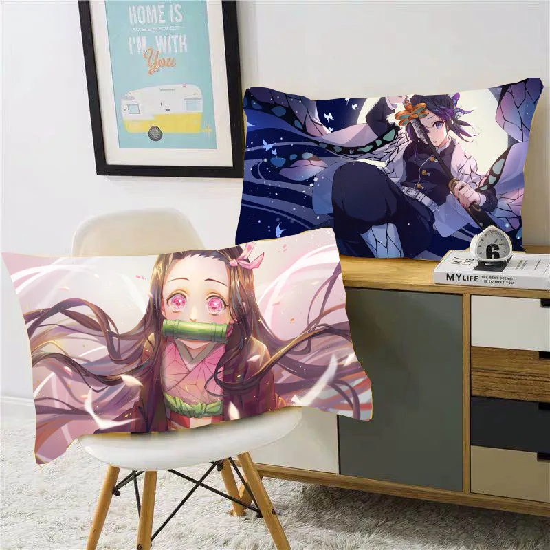 50CM No pillow core Demon Slayer Kimetsu no Yaiba Kamado Tanjirou Nezuko Printed Pillows Cover Soft Pillow case Gift Sofa