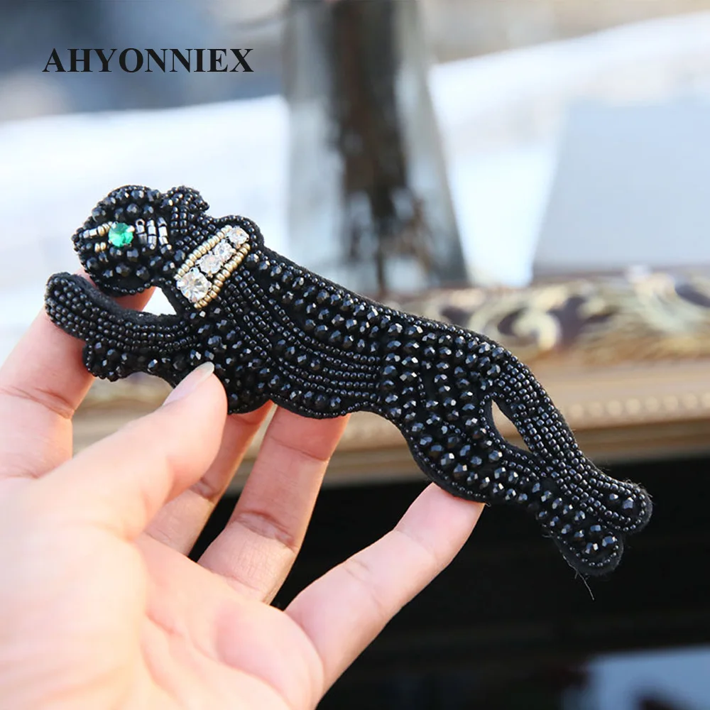 14,5 CM X 5,3 CM Handgemachte Laufende Leopard Perlen Patches Nähen Auf Patch für Kleidung Perlen Applique Nette Patch – Detail 2