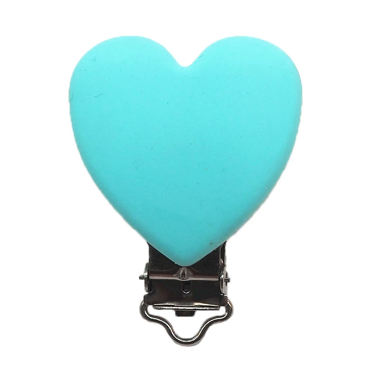 Blue Chenkai 50 шт Силиконовые форменные зажимы в форме сердца, Детские пустышки, пустышки, клипса, BPA бесплатно для DIY, детское ожерелье, соски, цепь, аксессуары - Цвет: Blue