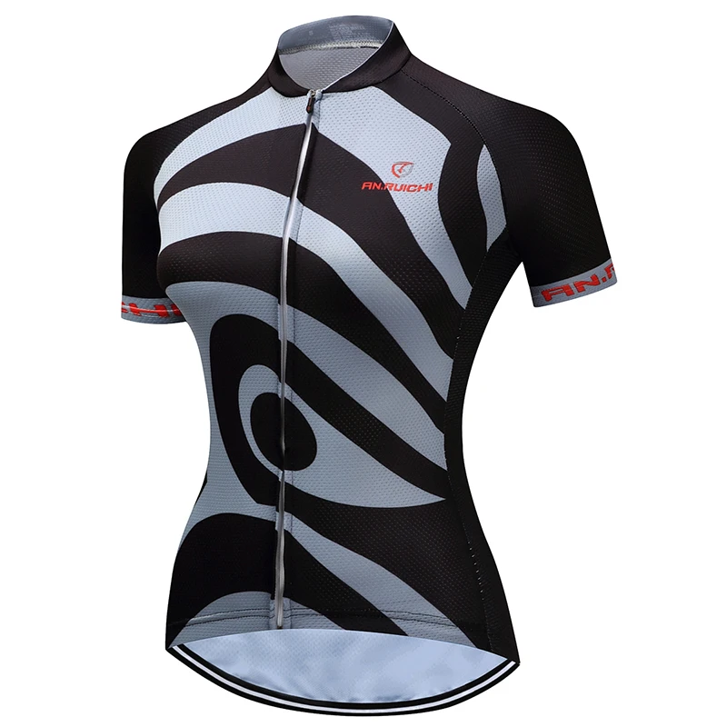 Women Summer Cycling Jersey Contrast Color Stripes Breathable Quick Dry