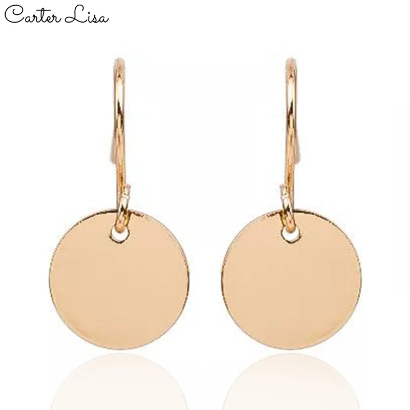 

CARTER LISA New 2019 Personality Minimalist Geometric Metal Mini-disc Round Earrings Jewelry Wholesale And Retail Women's Gifts