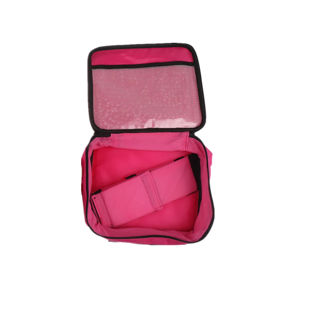 rose Net pocket Professional Cosmetic Bag Large Make-Up Bag Case Box Cosmetic Storage Bag Organizer Disassemble Partition For Girl Wemen Travel - Color: rose Net pocket