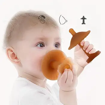 

1pcs Baby Silicone Teether Pacifier Hollow Handle Baby Baby Safety Pacifier Grip Bite Molar Weaning Bite Artifact Stick Tra F4A2