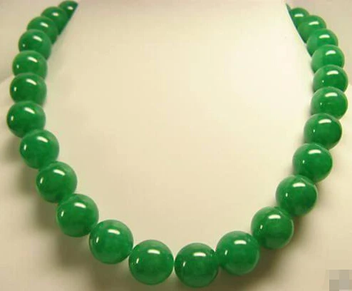 

BEAUTIFUL NATURAL GREEN 10MM ROUND BEADS NECKLACES 18" INCHES STRAND