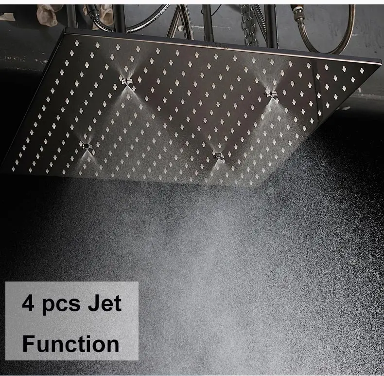 20 дюймов светодиодный душ с дождевой насадкой, массажные насадки для ванной комнаты, 304 SUS, черный потолочный Душ, вода