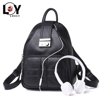 

Pure Color Pu Leather Travel Womanbackpack Stylish Waterproof Anti-theft Simple Shoulder Bag Large Capacity Soft Small Backpacks