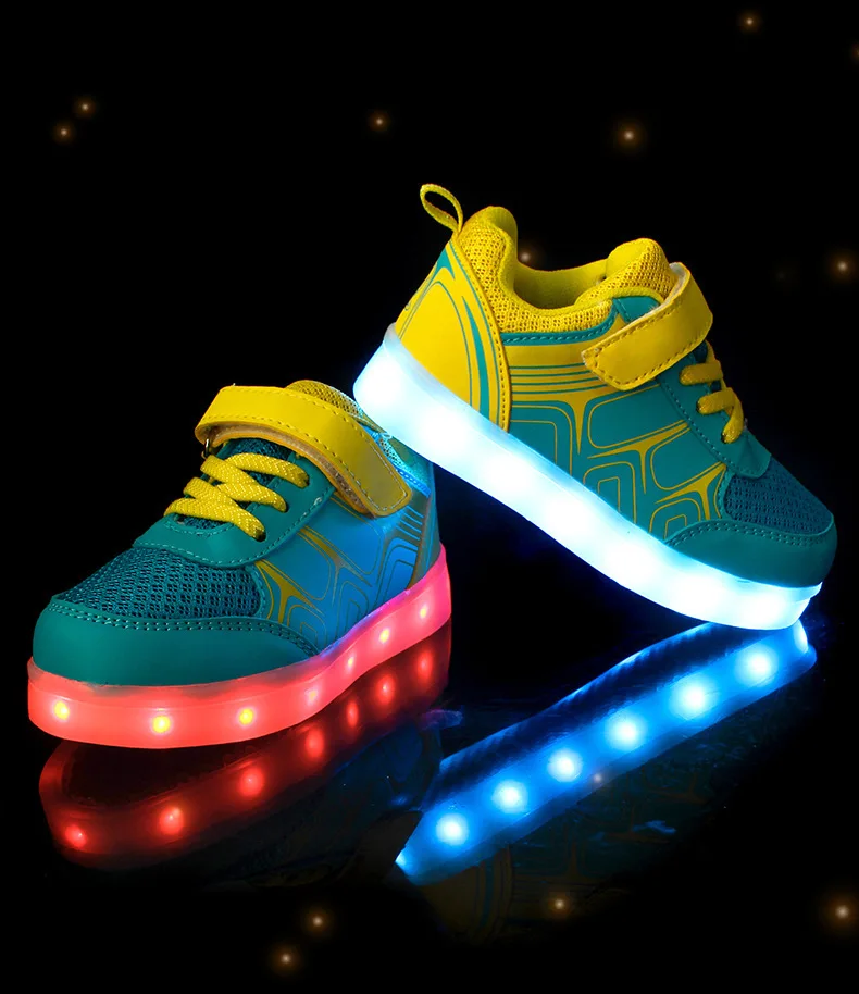 

Heat-Low Top Lamp Shoes Children Colorful Light USB Charging LED Shoes Korean-style Men And Women Students Light Shoes