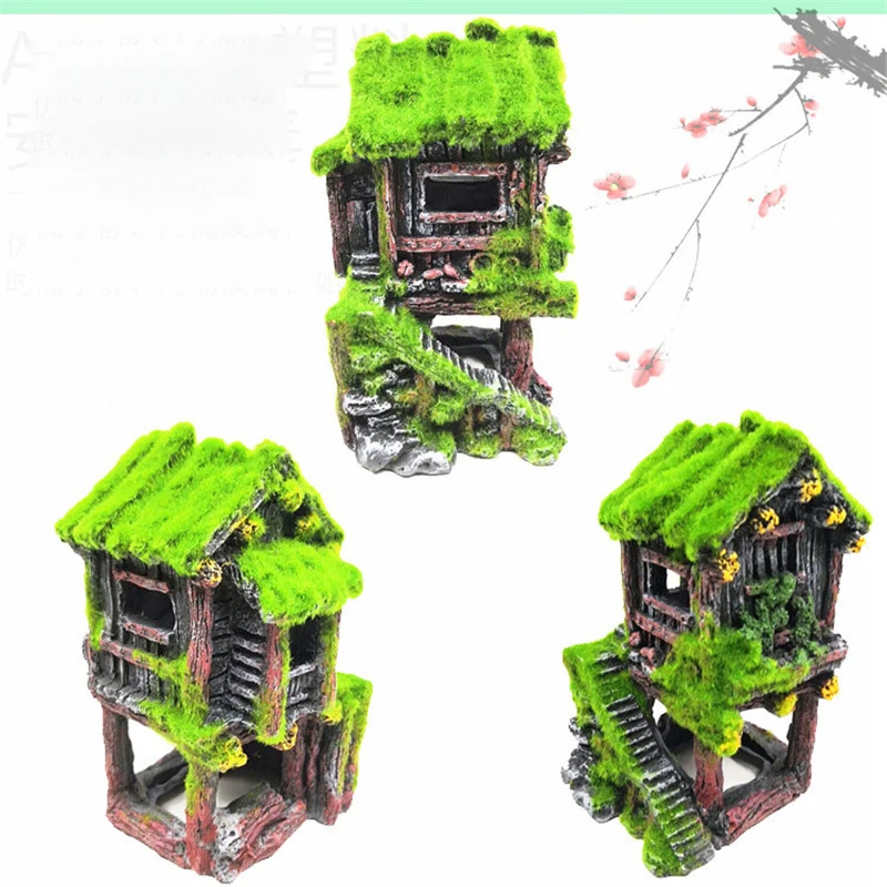 

Aquarium Decoration Mini House Simulate villa Oxygen Pump Air Bubble Stone Fish Tank Ornament Decor Accessories