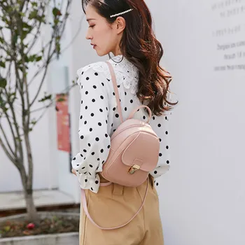 

Women's Leather Backpack Fashion Mini Backpack School Bags for Teenage Girls Bagpack Cute Small Female Backpack Mini Mochila