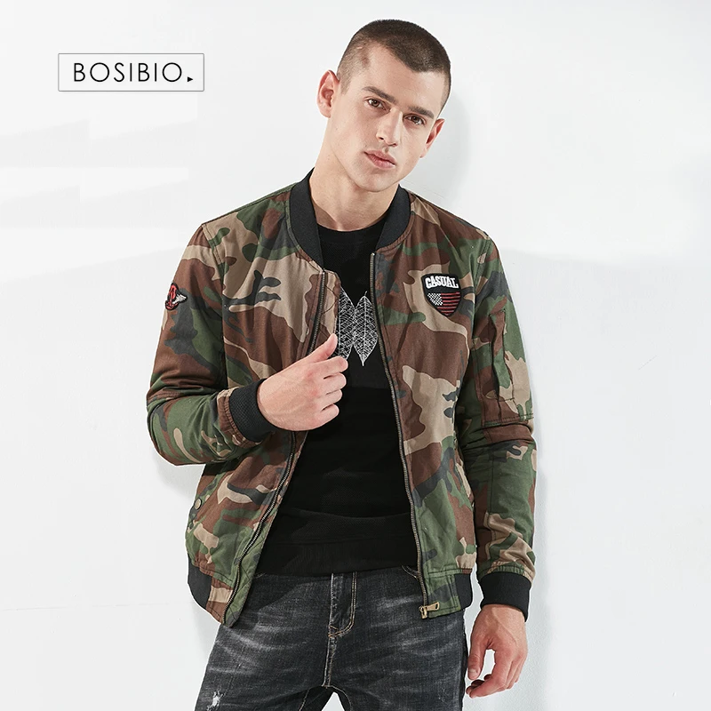 

BOSIBIO Jacket Men 2019 Army Military Style Tactical Jacket Male Camouflage Bomber Jacket Stand Collar Brand Clothing 272