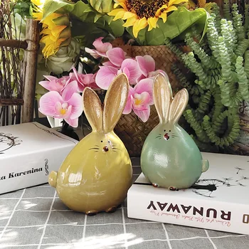 

Ceramic Rabbit Figurines Model Long Eared Rabbit Crafts New Ornaments Modern Living Room TV Cabinet Decor Adornment Accessories