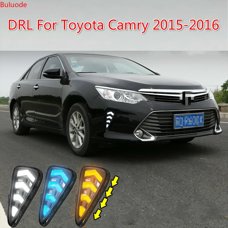 

2 шт автомобильные аксессуары светодиодный дневной светильник для Toyota Camry 2015 2016 накладка DRL Противотуманные фары автомобиля-Стайлинг внешня...