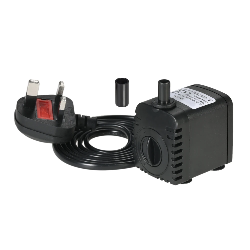 UK Plug 600л/ч водяной насос погружной насос для аквариума фонтан Пруд насос фильтр Аквариум Садовый пруд насосы фонтаны мини помпа тихий - Цвет: UK Plug