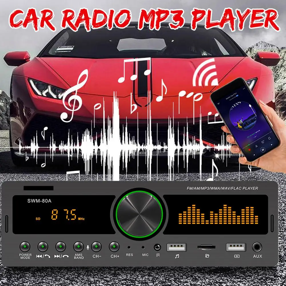 SWM 80A Car Stereo MP3 Player 1 Din FM 