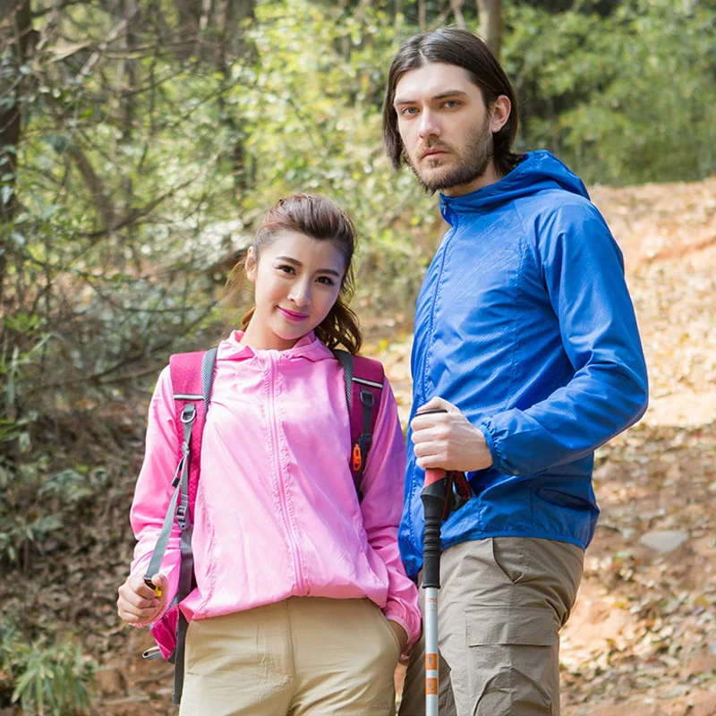 TRVLWEGO Outdoor Running Camping Hiking Bike Sport Jacket Sun-Protect Ultralight Waterproof Dark Stria Rain Women Men Coat