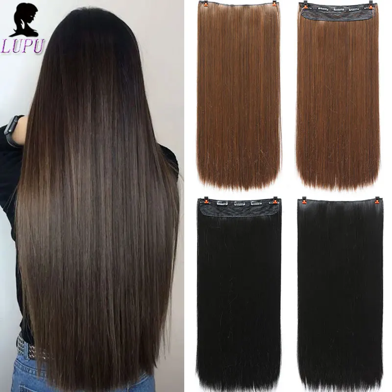 

LUPU 5 Sizes Long Straight 5 Clips in Hair Extensions Fake Synthetic High Tempreture Fiber Hair Extensions Halo Hair Extensions